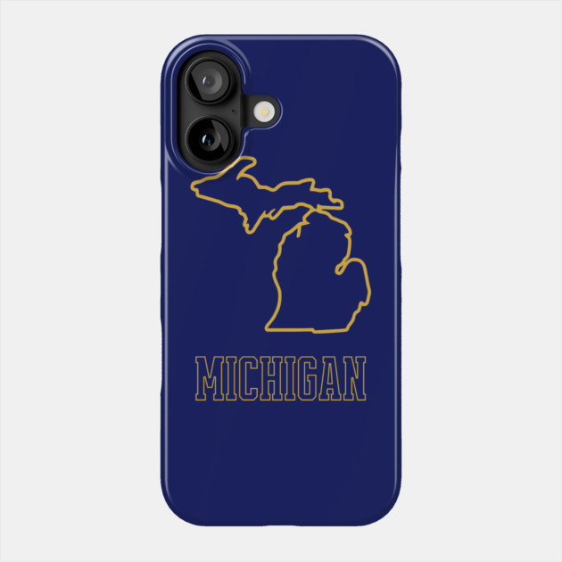 Michigan State Outline Navy and Gold Phone Case by DonWillisJrArt