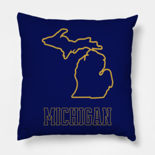 Michigan State Outline Navy and Gold Pillow