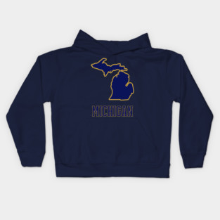 Michigan State Outline Navy and Gold Kids Hoodie