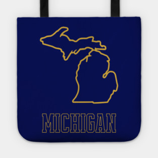 Michigan State Outline Navy and Gold Tote