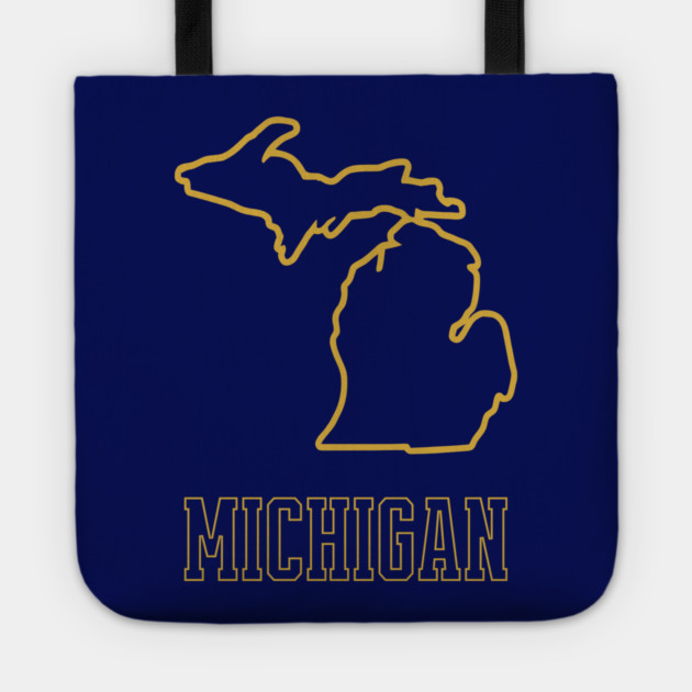 Michigan State Outline Navy and Gold Tote by DonWillisJrArt
