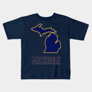Michigan State Outline Navy and Gold Kids T-Shirt