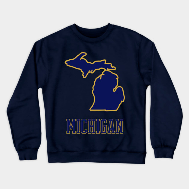 Michigan State Outline Navy and Gold Crewneck Sweatshirt by DonWillisJrArt