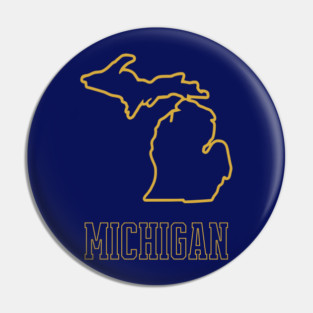 Michigan State Outline Navy and Gold Pin