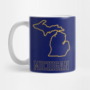 Michigan State Outline Navy and Gold Mug