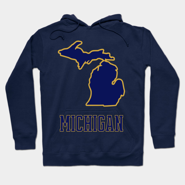 Michigan State Outline Navy and Gold Hoodie by DonWillisJrArt