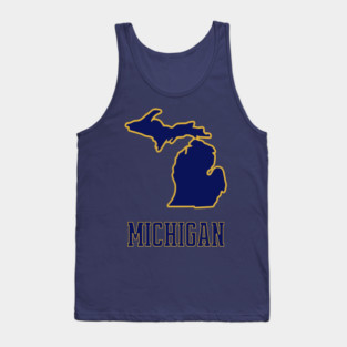 Michigan State Outline Navy and Gold Tank Top