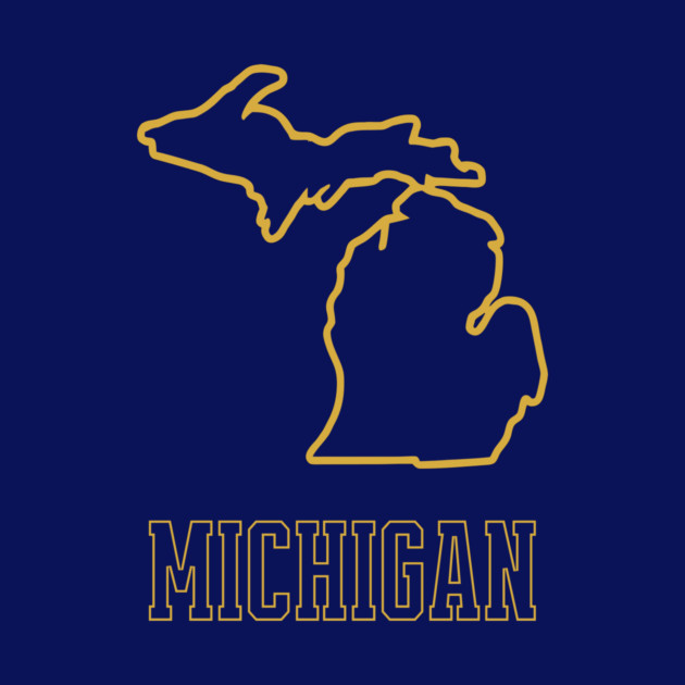 Michigan State Outline Navy and Gold by DonWillisJrArt