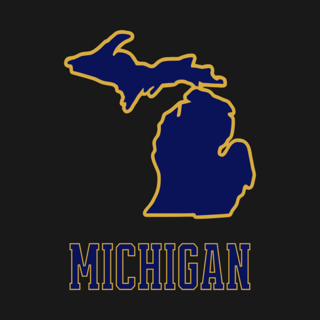 Michigan State Outline Navy and Gold by DonWillisJrArt