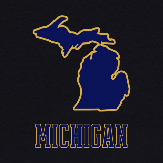Michigan State Outline Navy and Gold by DonWillisJrArt