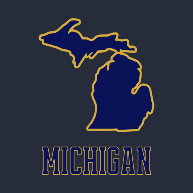 Michigan State Outline Navy and Gold by DonWillisJrArt