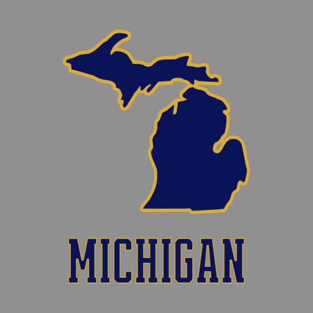 Michigan State Outline Navy and Gold by DonWillisJrArt