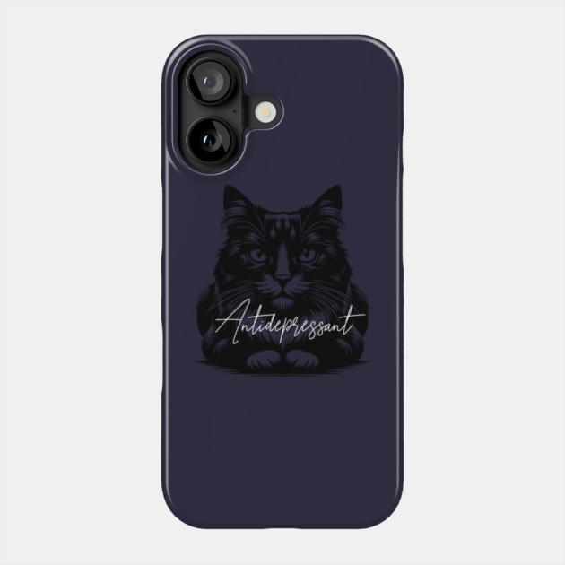 funny cat antidepressant Phone Case by Pixel Threads 