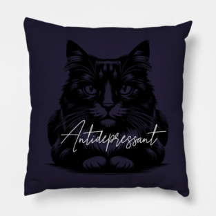 funny cat antidepressant Pillow
