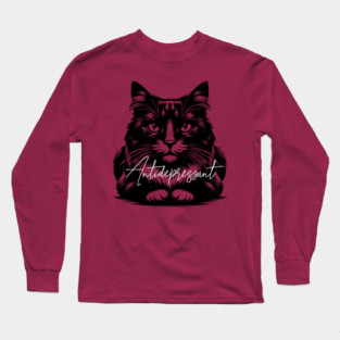 funny cat antidepressant Long Sleeve T-Shirt