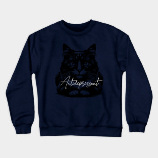 funny cat antidepressant Crewneck Sweatshirt