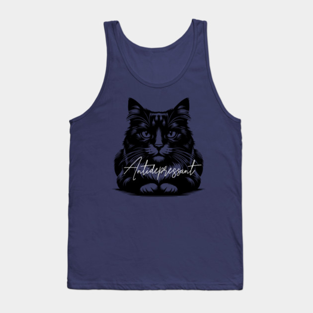 funny cat antidepressant Tank Top by Pixel Threads 
