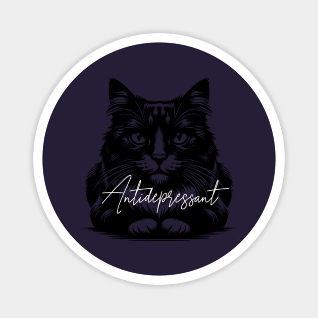 funny cat antidepressant Magnet by Pixel Threads 