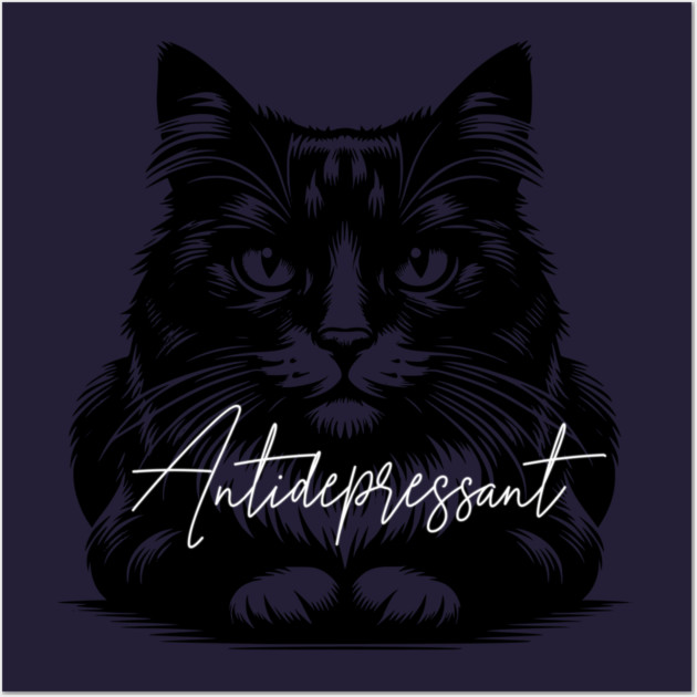 funny cat antidepressant Wall Art by Pixel Threads 