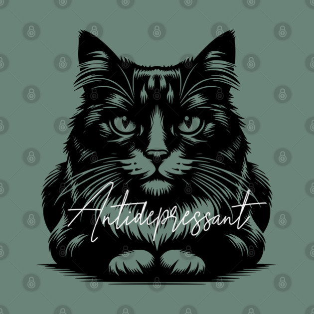 funny cat antidepressant by Pixel Threads 