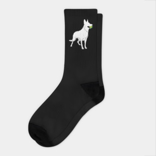 White German Shepherd Silhouette Tennis Ball Dog Lover Socks