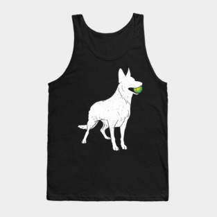 White German Shepherd Silhouette Tennis Ball Dog Lover Tank Top