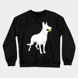 White German Shepherd Silhouette Tennis Ball Dog Lover Crewneck Sweatshirt