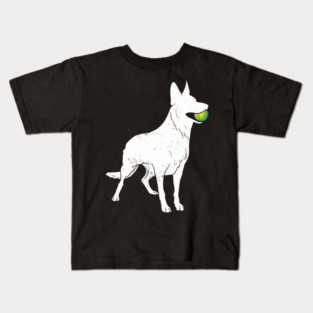 White German Shepherd Silhouette Tennis Ball Dog Lover Kids T-Shirt