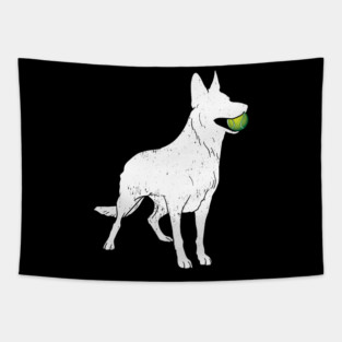 White German Shepherd Silhouette Tennis Ball Dog Lover Tapestry