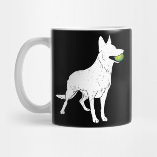 White German Shepherd Silhouette Tennis Ball Dog Lover Mug