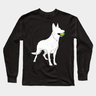 White German Shepherd Silhouette Tennis Ball Dog Lover Long Sleeve T-Shirt