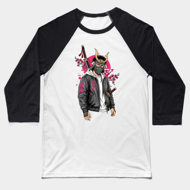 Urban Drifter Modern Samurai Streetwear Baseball T-Shirt by Designed By Marty
