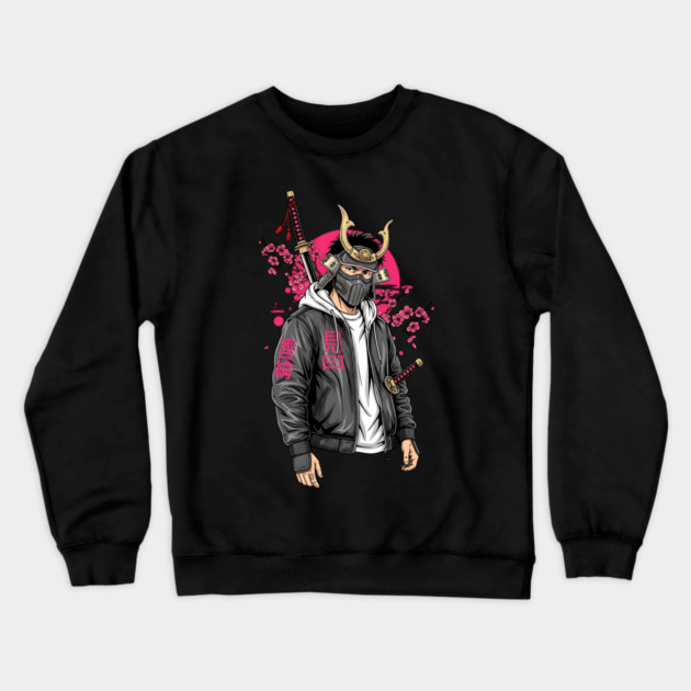 Urban Drifter Modern Samurai Streetwear Crewneck Sweatshirt by Designed By Marty