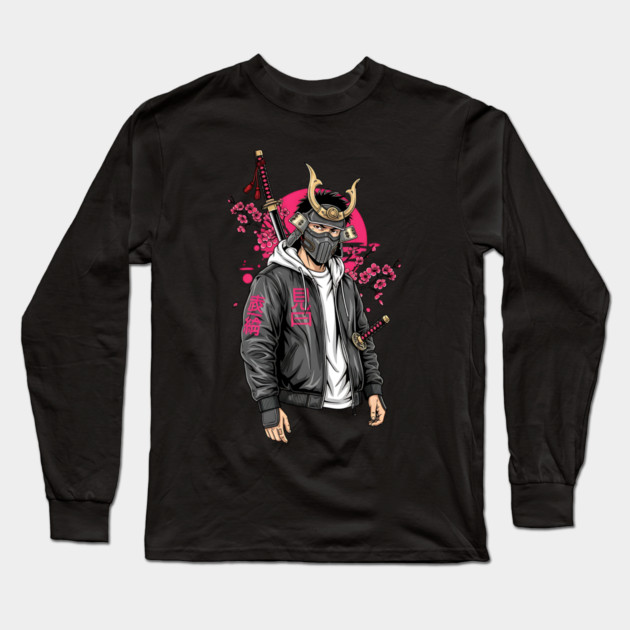 Urban Drifter Modern Samurai Streetwear Long Sleeve T-Shirt by Designed By Marty
