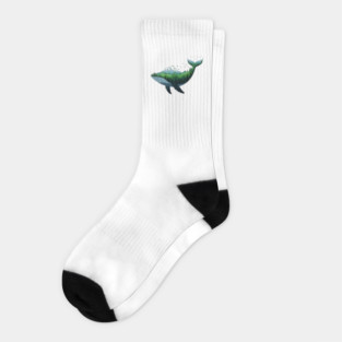 Floating Forest Whale Double Exposure Art Socks