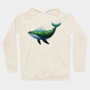 Floating Forest Whale Double Exposure Art Hoodie