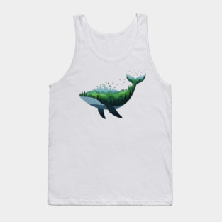 Floating Forest Whale Double Exposure Art Tank Top