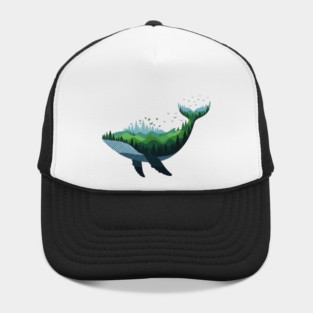 Floating Forest Whale Double Exposure Art Hat