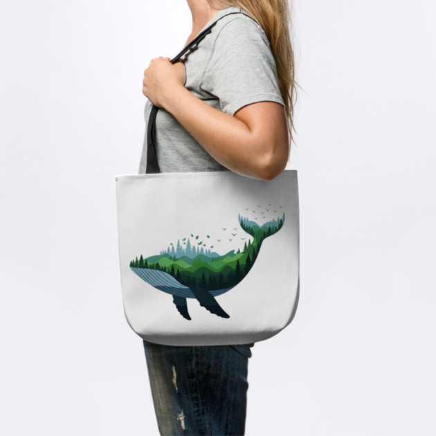 Floating Forest Whale Double Exposure Art by Designed By Marty