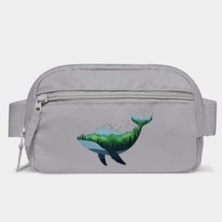 Floating Forest Whale Double Exposure Art Bag