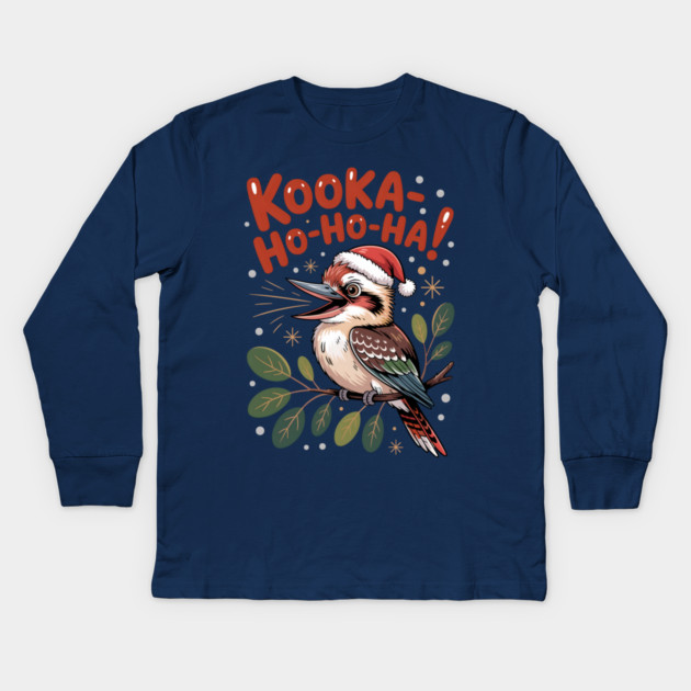 Xmas Kookaburra Kids Long Sleeve T-Shirt by JessArty