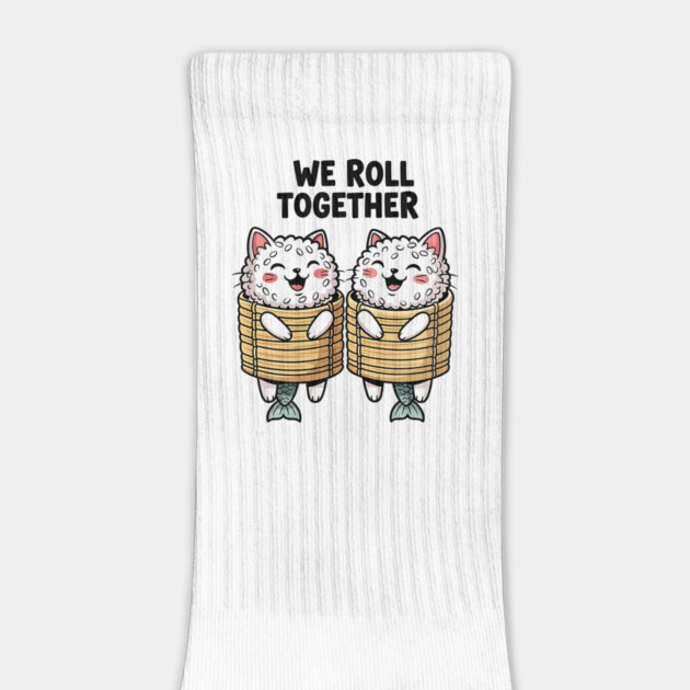 We Roll Together Kawaii Sushi Cats by Designed By Marty