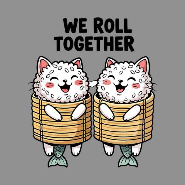 We Roll Together Kawaii Sushi Cats by Designed By Marty