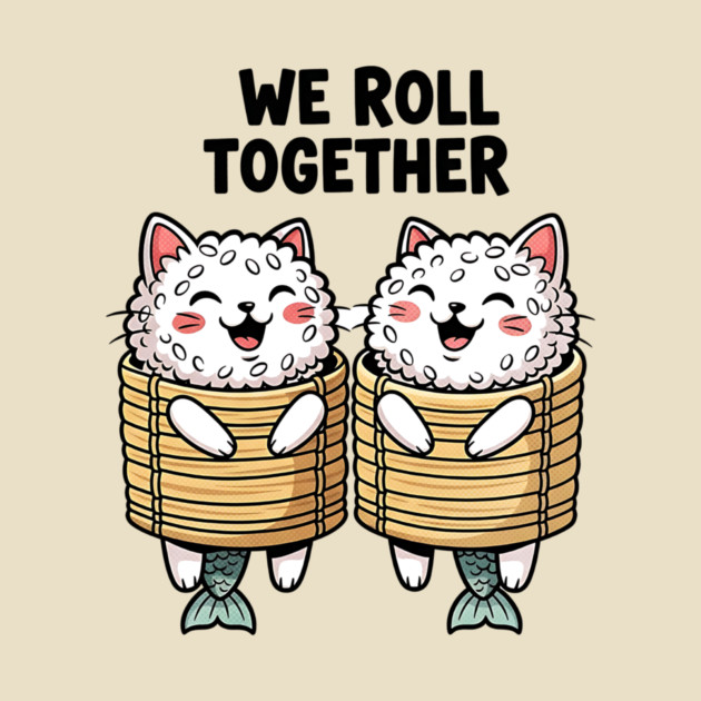 We Roll Together Kawaii Sushi Cats by Designed By Marty