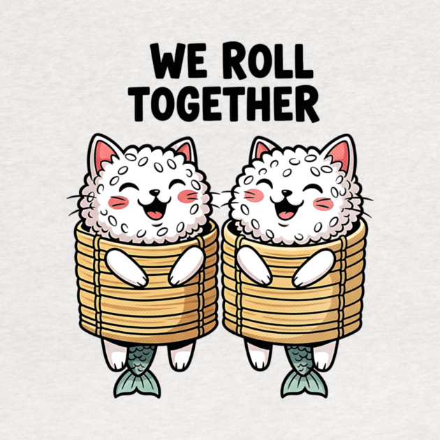 We Roll Together Kawaii Sushi Cats by Designed By Marty