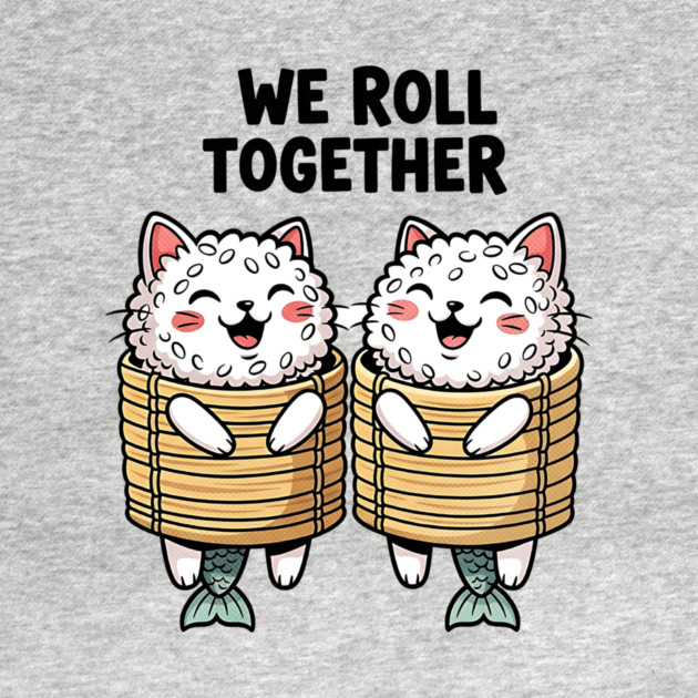 We Roll Together Kawaii Sushi Cats by Designed By Marty