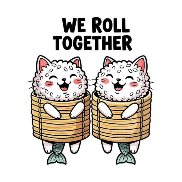 We Roll Together Kawaii Sushi Cats by Designed By Marty