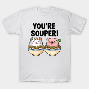 You’re Souper Kawaii Soup Cat and Pig T-Shirt