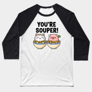 You’re Souper Kawaii Soup Cat and Pig Baseball T-Shirt