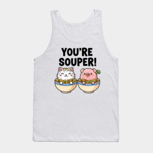 You’re Souper Kawaii Soup Cat and Pig Tank Top